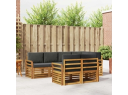 Vidaxl Conjunto De Sofá Sectional 7 Pcs Natural E Antracite