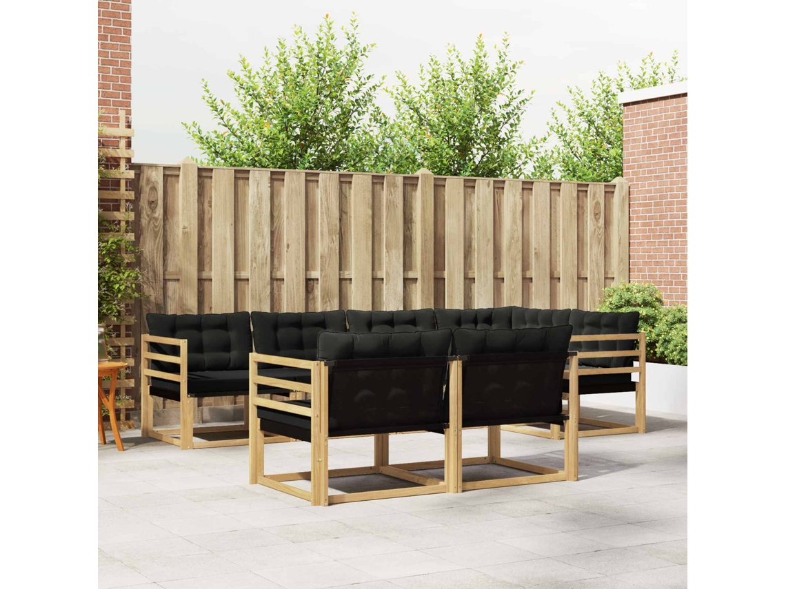 Vidaxl Conjunto De Sofás Para Exterior 7 Pcs Branco E Preto