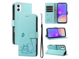 Capa De Celular Flip Em Couro Com Estampa De Gato Adorável Em Relevo Para Samsung Galaxy A07 5g