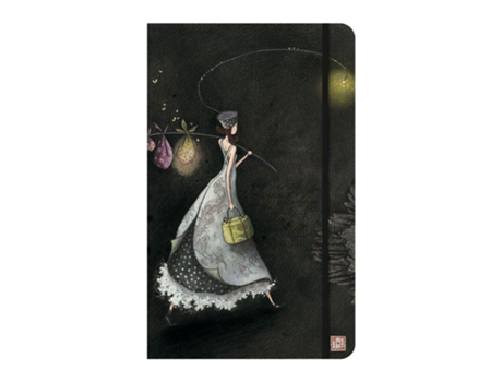 Caderno A5 pautado capa dura 96fl aguarela com elástico Elle Quitte 21705
