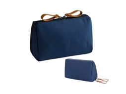 2026-bolsa De Maquillaje De Viaje Pequeña Impermeable Portátil Para Bolso Con Cremalleras Dobles Azul