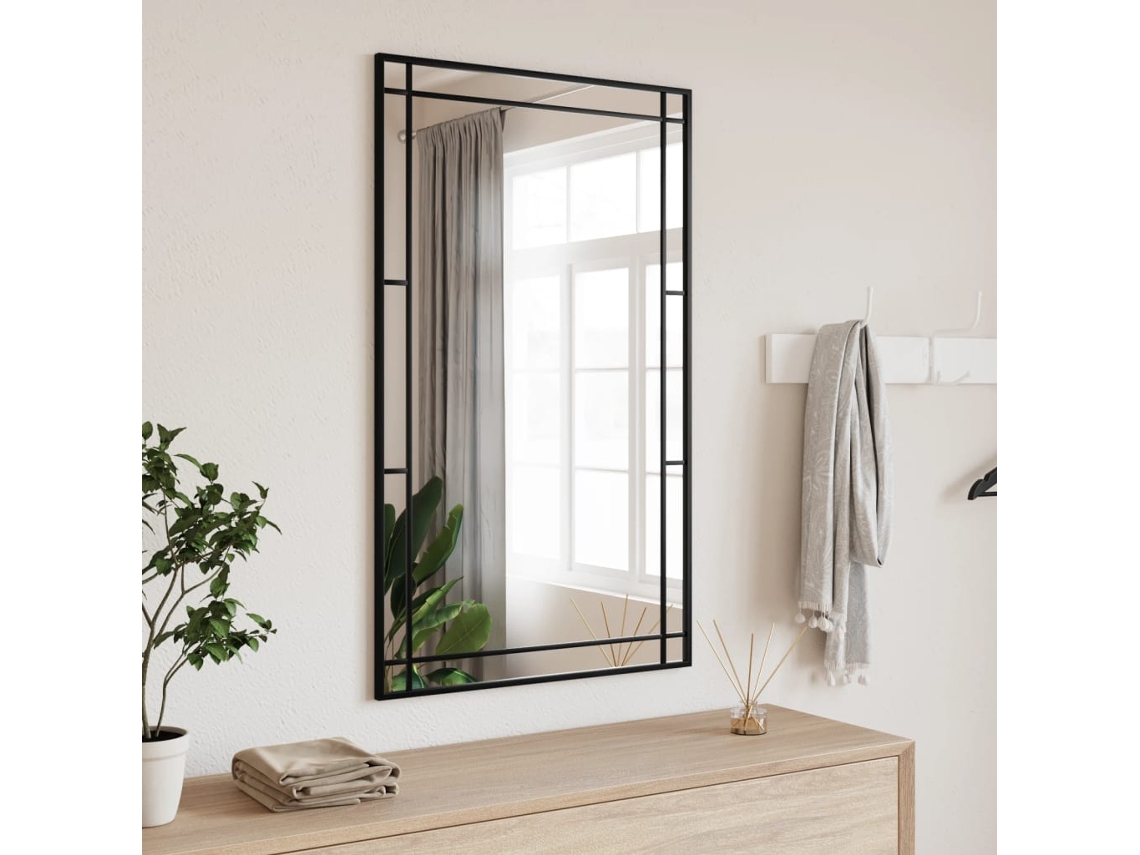 Vidaxl Espelho De Parede Retangular 60x100 Cm Ferro Preto