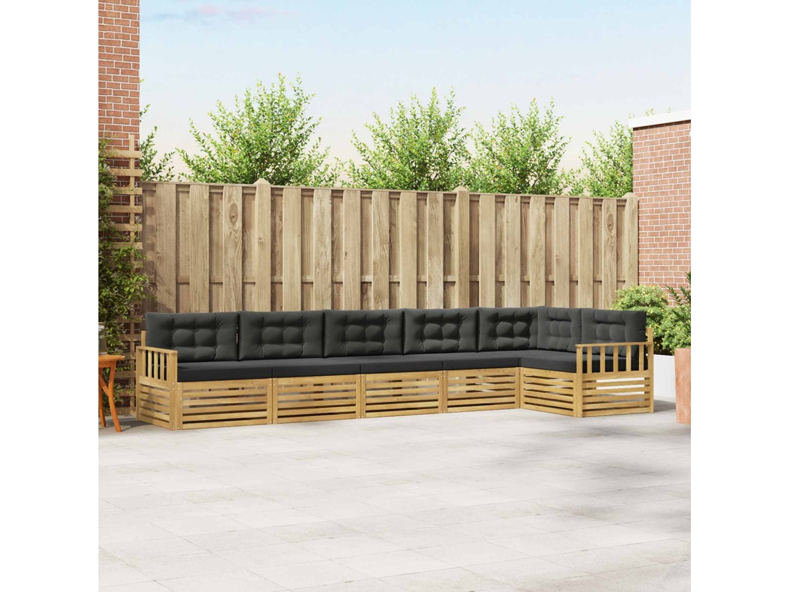 Vidaxl Conjunto De Sofás Para Exterior 6 Unid. Branco E Antracite