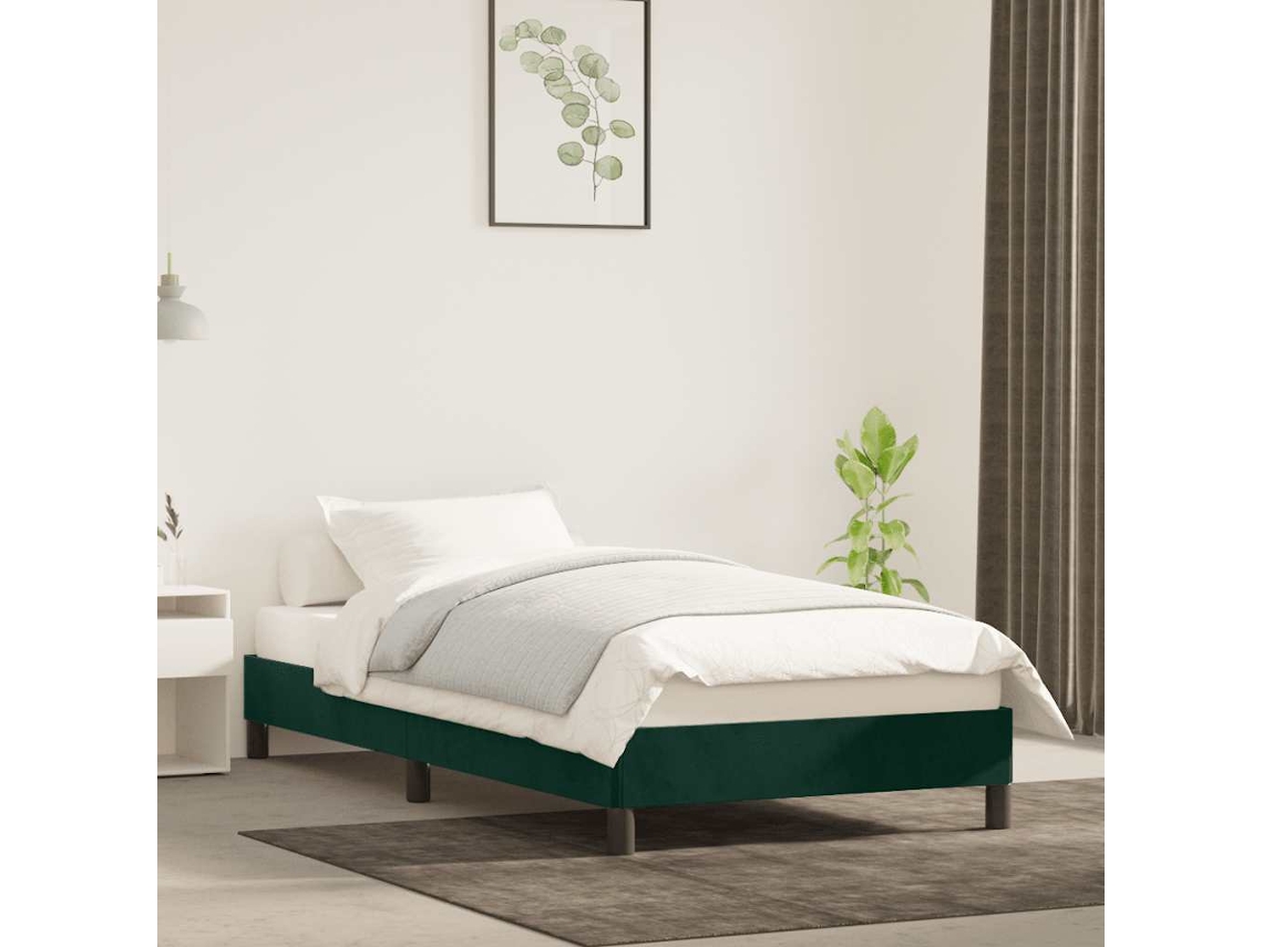 Vidaxl Estrutura De Cama Sem Colchão 80x200 Cm Veludo Verde-escuro