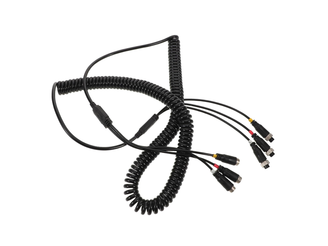 Cabo De Extensão Preto Plug And Play Para Instalação De Câmera De Ré Automotiva Com Conector Elástico 4