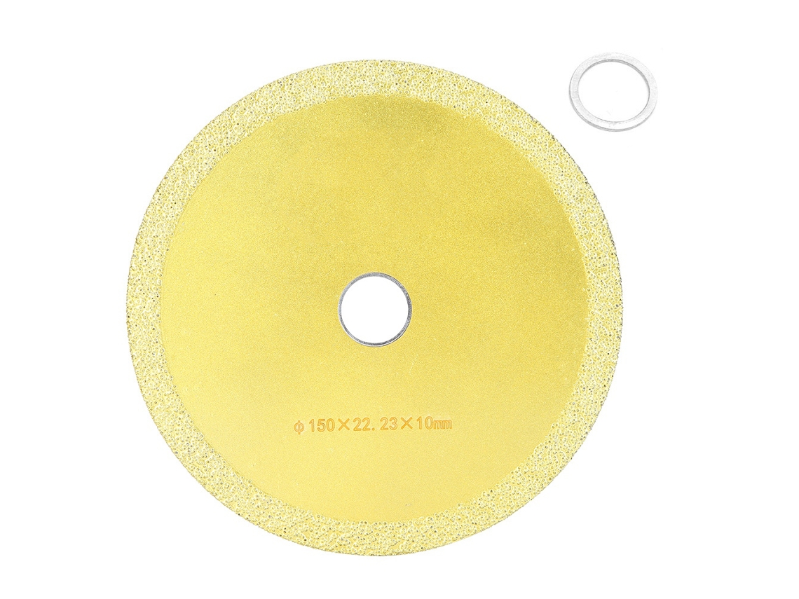 Disco de serra diamantado para corte e desbaste de chapas de bronzeamento em ferro fundido, fibra de vidro e mármore (150 x 22,23 x 10 mm).