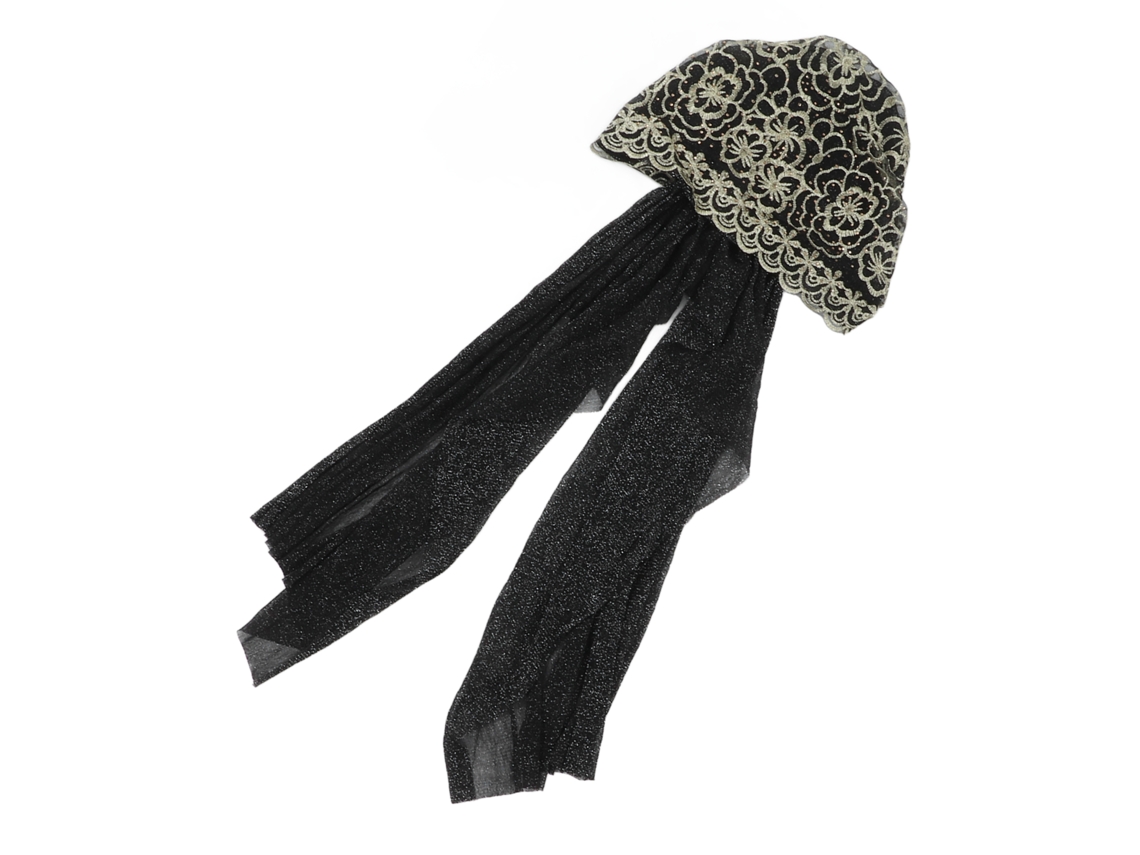 Hijab Musulmana Para Mulheres Elástico Respirável Suave Confortável Material Durável Amigável À Pele Padrão Floral Turbante Preto