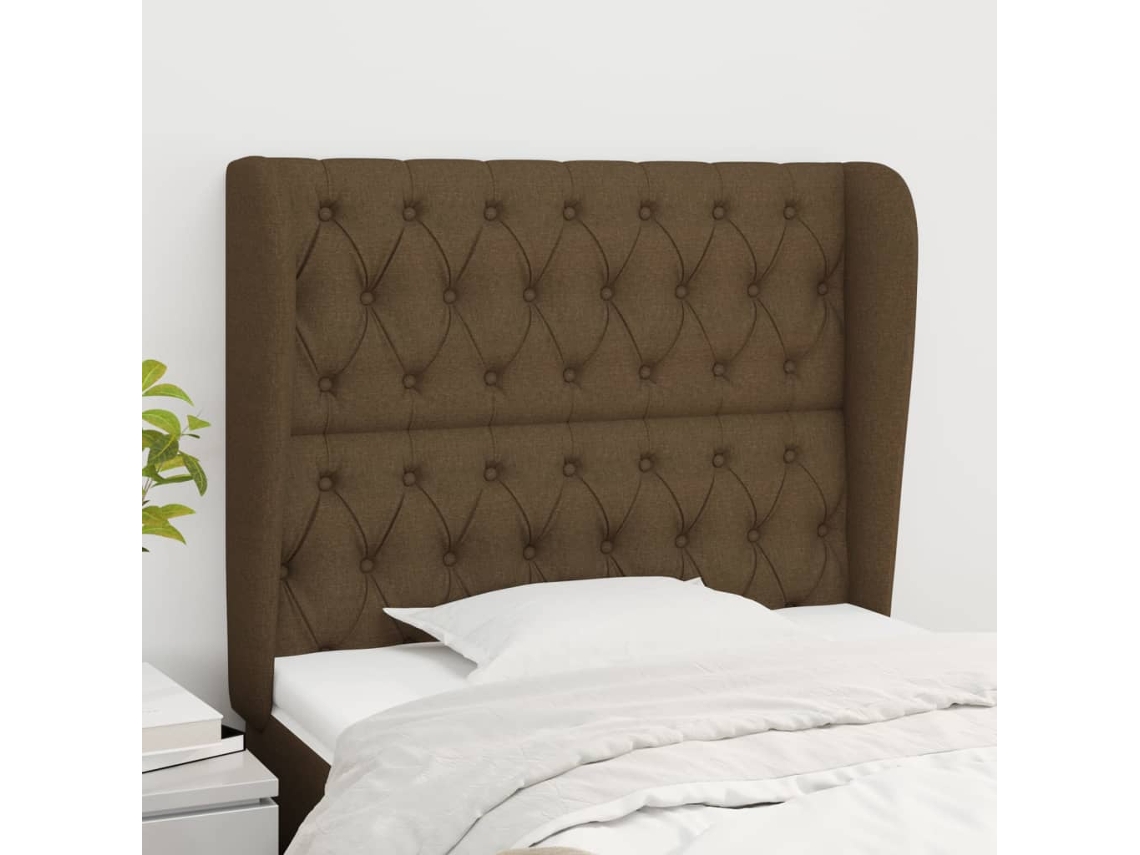 Cabeceira Cama C/ Abas Tecido 103x23x118/128 Cm Castanho-escuro