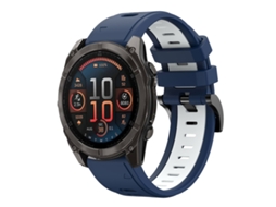 Bracelete para Garmin Fenix 8 Amoled Silicone Esportivo Duas Cores (22mm) Azul Meia noite + Branco XIAOMOYU (47mm)