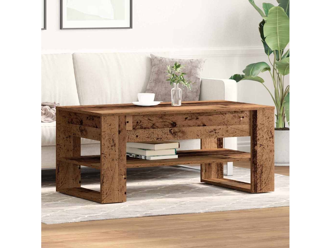 Vidaxl Mesa De Centro Madeira Antiga 102 X 55 X 45 Cm