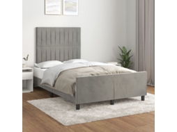 Estrutura De Cama Sem Colchão 120x200 Cm Veludo Cinzento-claro