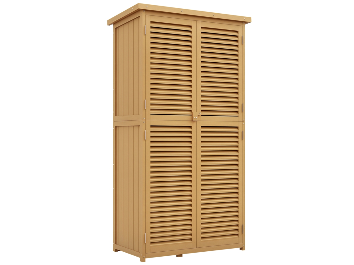 Cômoda De Jardim Resistente, Com 2 Portas Com Fechadura, Em Madeira De Pinho, 87 Cm (comprimento) X 46,5 (largura) X 160 (altura), Amarelo Claro.