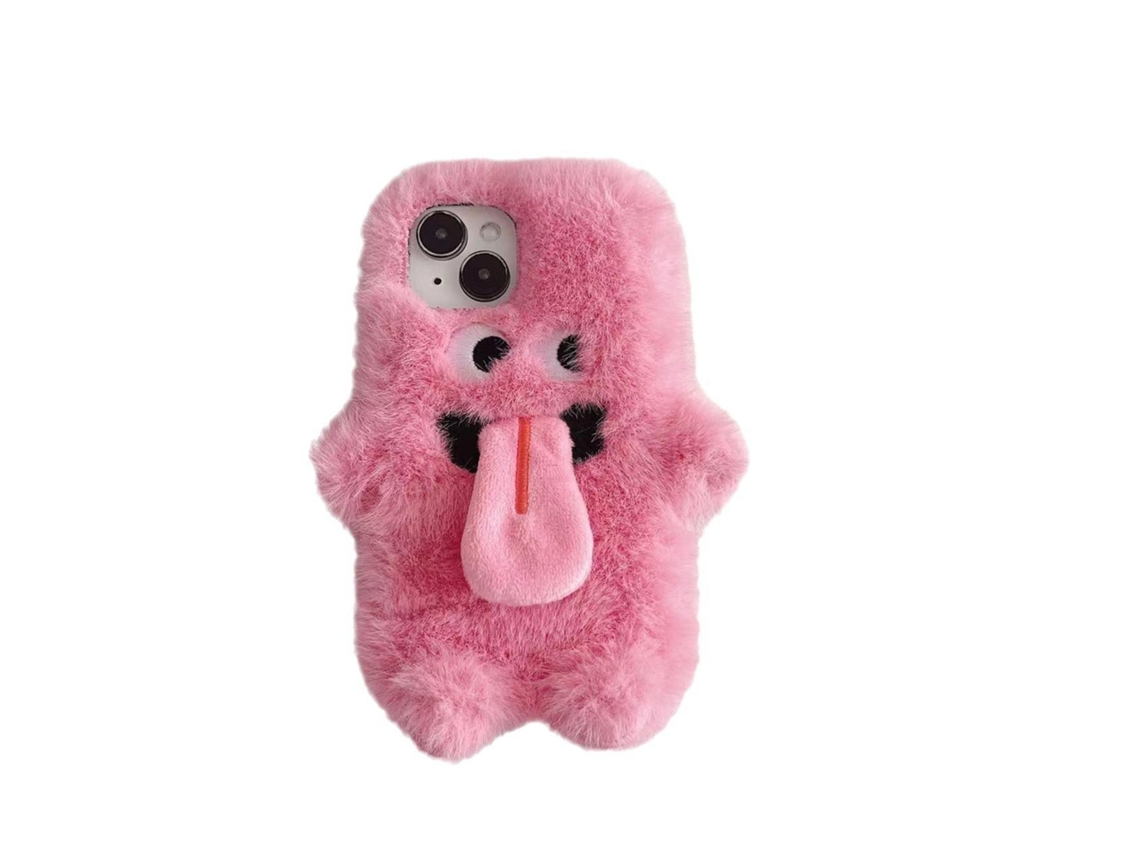Caso De Telefone Promax Para Iphone 16, Protetor De Desenhos Animados Com Monstro De Língua Vomitada, Rosa