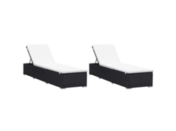 Vidaxl Espreguiçadeiras Com Almofadões 2 Pcs Vime Pe Preto