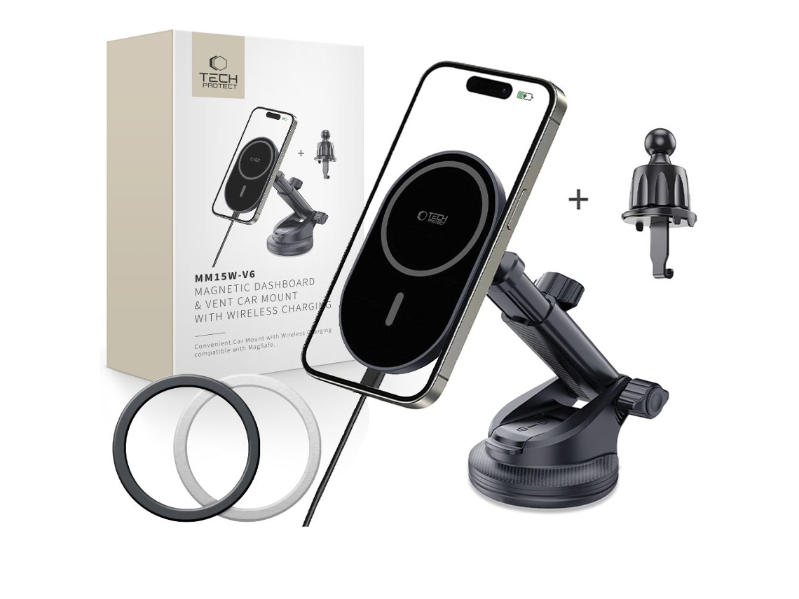 Carregador De Carro Sem Fio TECH PROTECT De 15 W Para Celulares