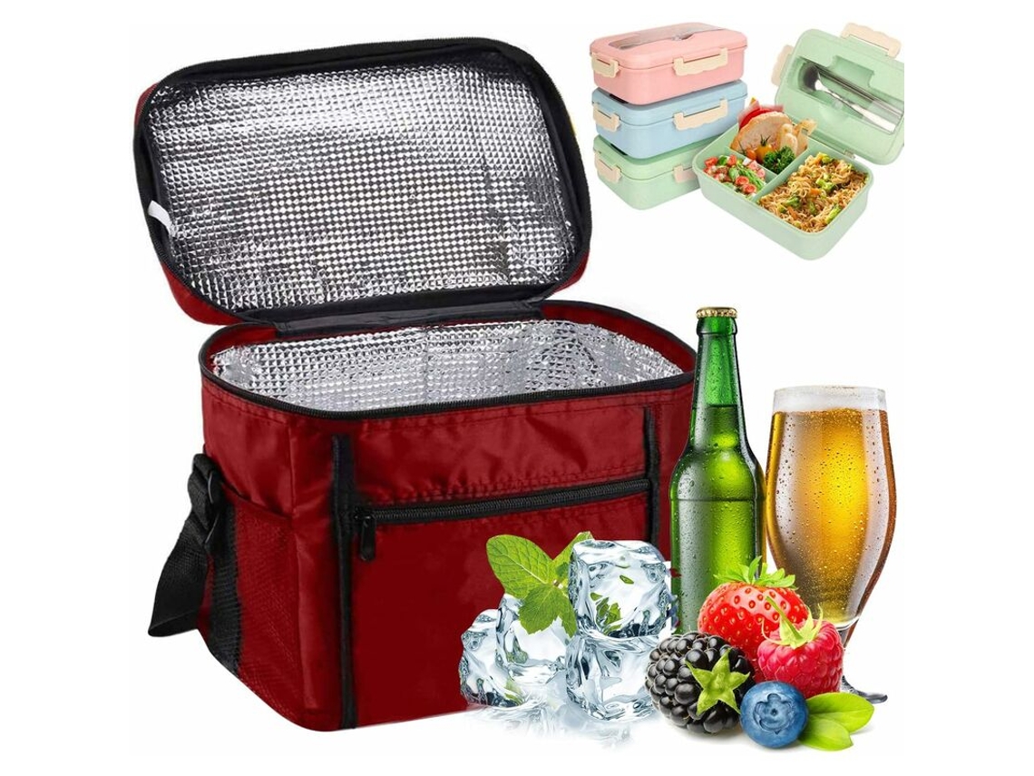 Bolsa Térmica Para Almoço, 10l, Ideal Para Trabalho, Praia, Piquenique, Vermelha