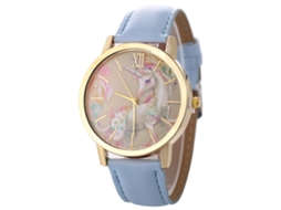Relógio Zhoulianfa Unissex Casual e Moderno com Pulseira de Couro, Quartzo (Azul Claro)