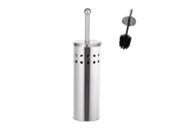 Conjunto De Acessórios De Wc Redondo Relaxdays, Suporte Para Escova De Wc, Escova Substituível, Em Inox, Prateado/preto