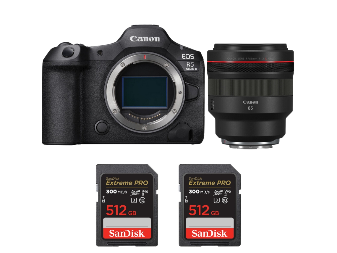 Eos R5 Mark Ii + Rf 85mm F/1.2 L Usm + 2 Sandisk 512gb Uhs ii 300mb/s + Ebook “20 Dicas para Fotos Que Impressionam” CANON