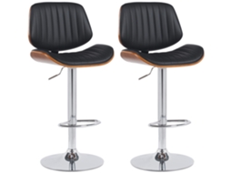 Conjunto De 2 Bancos De Bar Clawson Em Imitação De Pele Nogueira/preto/cromo Clp