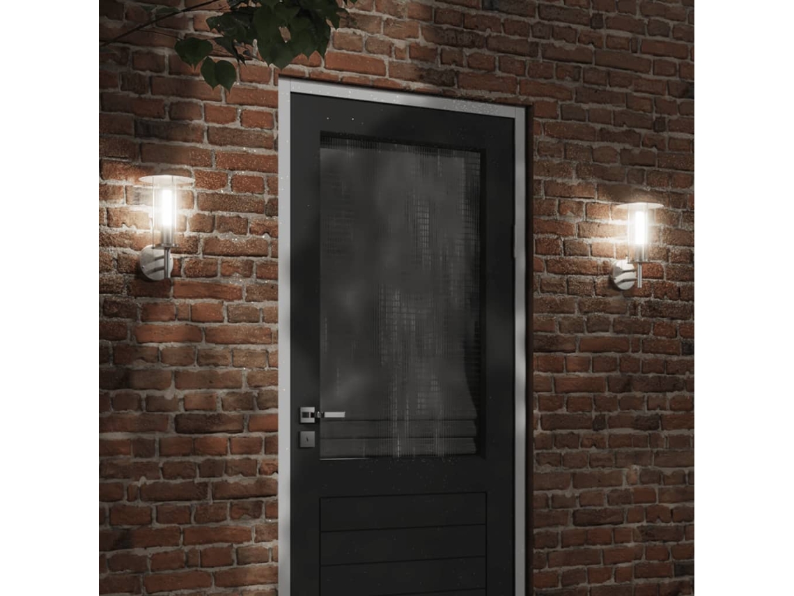 Vidaxl Candeeiros De Parede P/ Exterior 2 Pcs Aço Inoxidável Prateado