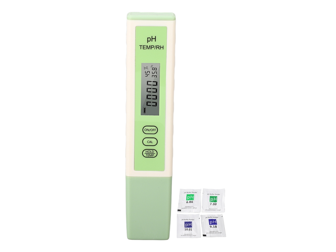 Yuru kit de Medidor de Ph para Água Potável com Precisão Alta Caneta Digital e 4 Pós de Solução Tampão
