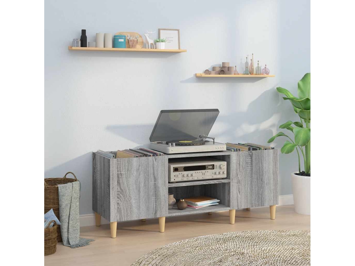 Vidaxl Armário P/ Discos 121x38x48 Derivados Madeira Cinzento Sonoma