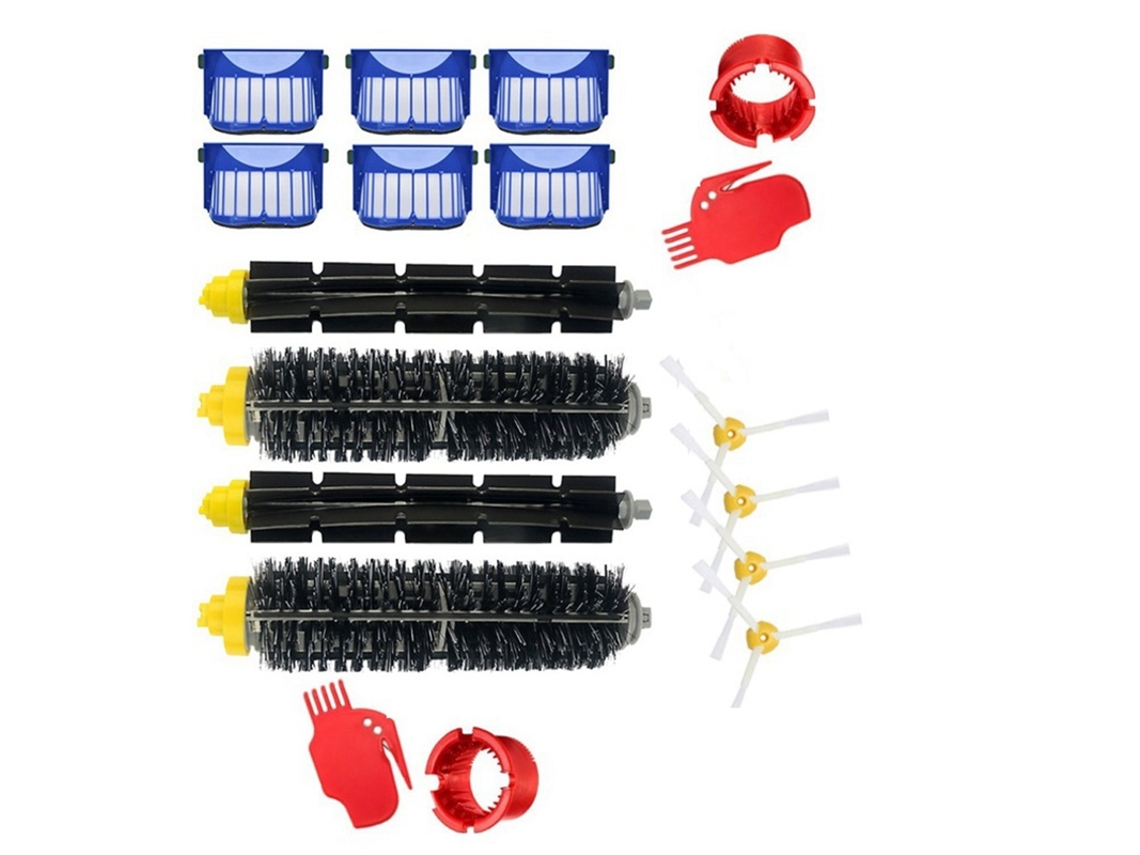 Kit de acessórios de substituição para irobot roomba série 600 e série 500, filtro/escova lateral/cerdas e escova batedora flexível