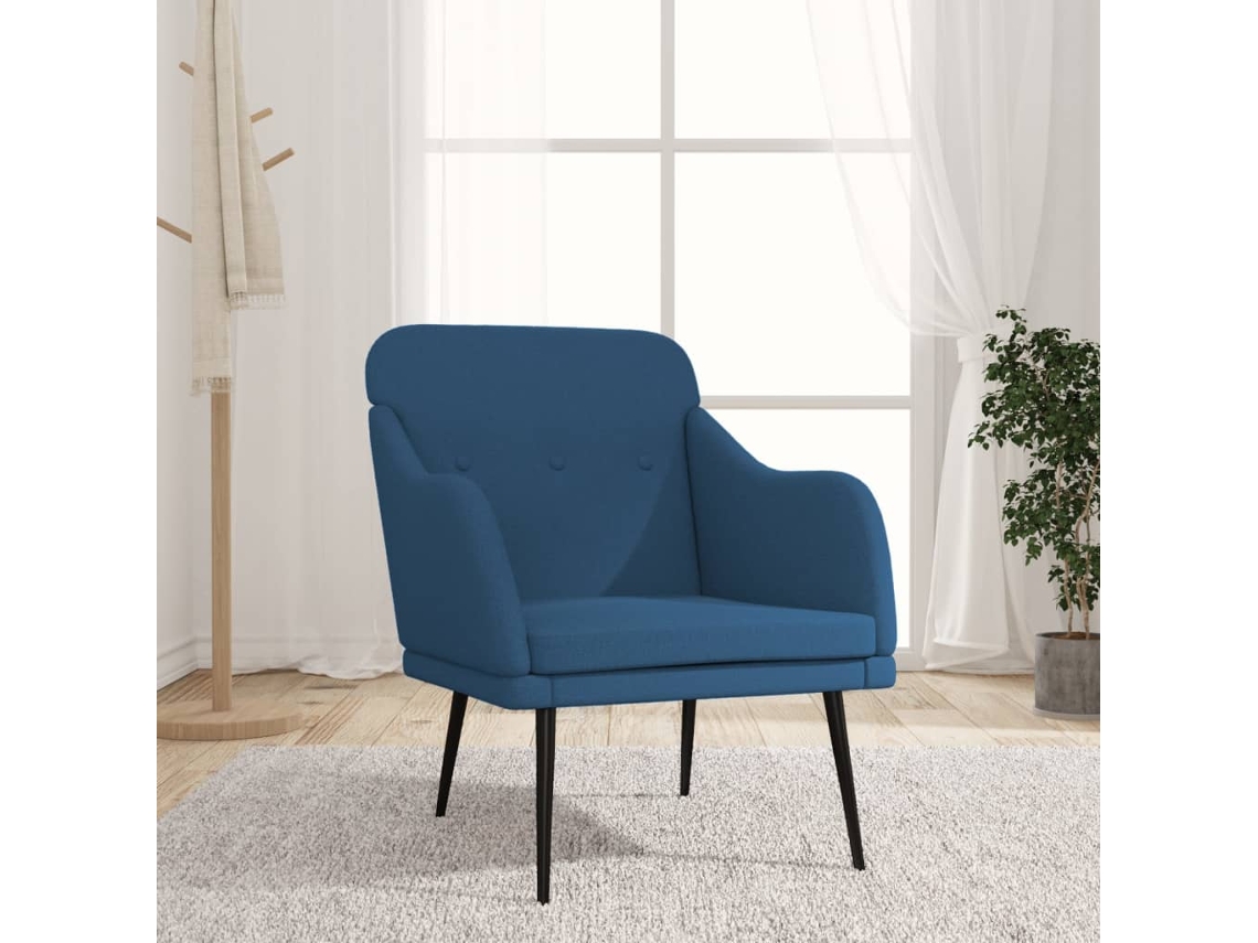 Vidaxl Cadeira Com Apoio De Braços 63x76x80 Cm Tecido Azul
