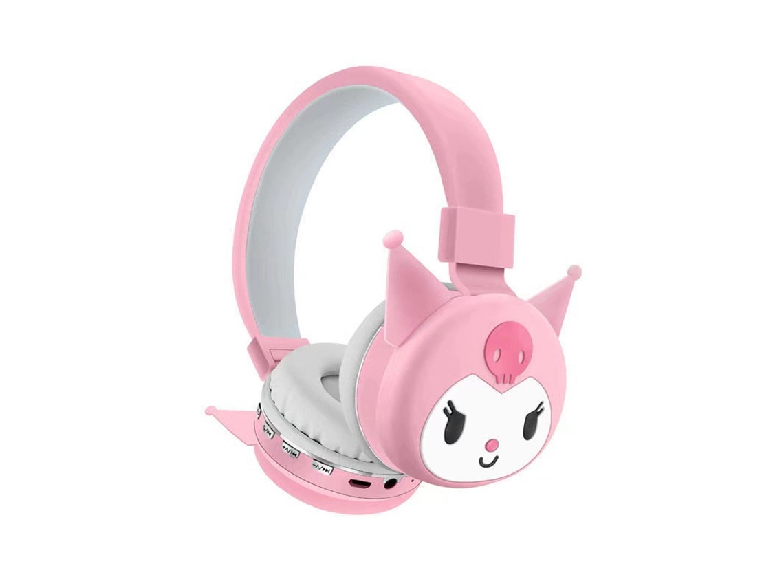 Fone De Ouvido Sanrio Kuromi Fofo, Desenho Animado Infantil, Bluetooth, Sem Fio, Dobrável, Com Almofadas Auriculares Macias Brilvibera