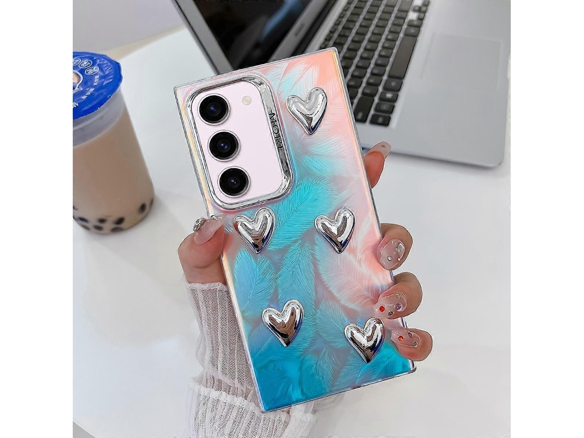 Capa Para Celular Tpu Com Textura A Laser De 5 Corações Galvanizada