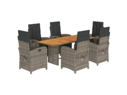 Maison Exclusive - 7 Pcs Conjunto De Jantar P/ Jardim C/ Almofadões Vime Pe Cinza