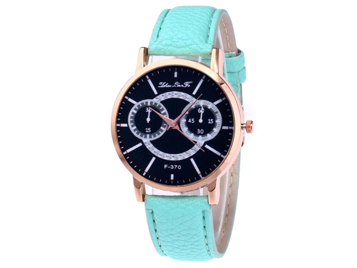 Relógio de quartzo unissex casual Zhoulianfa com pulseira de couro (verde menta)