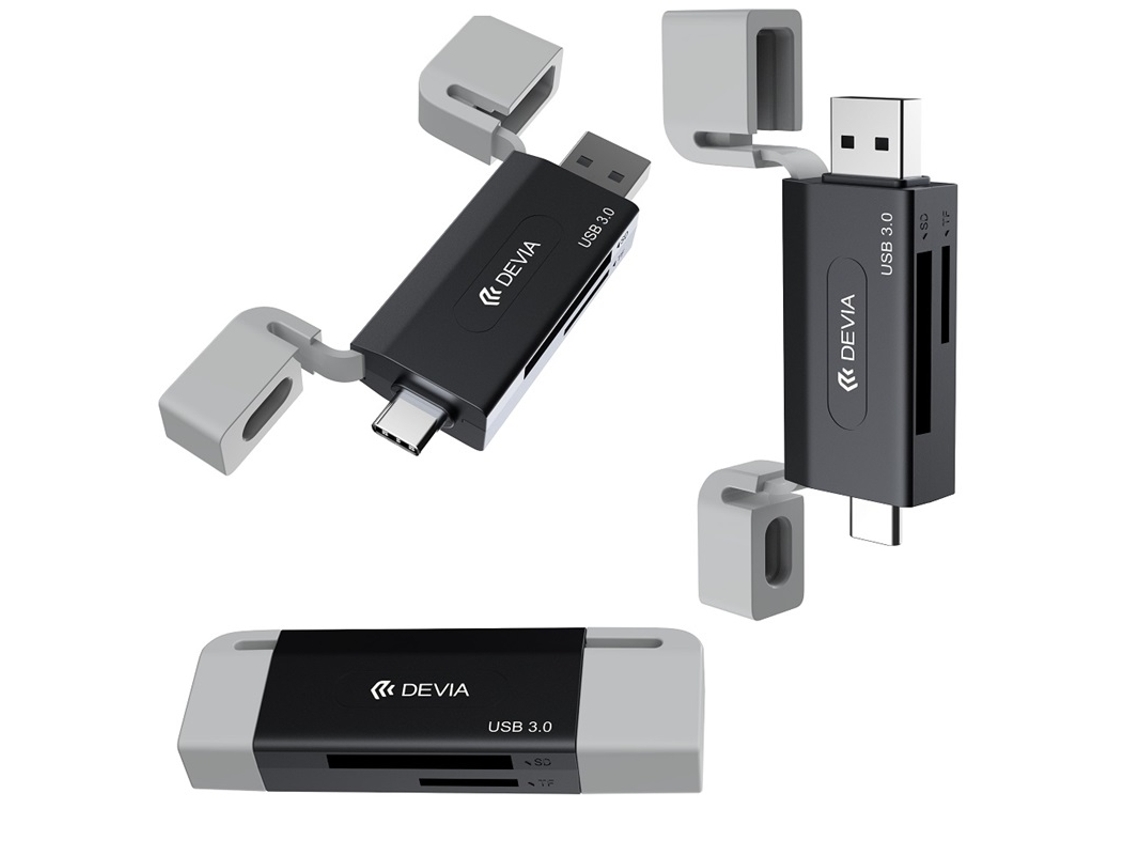 Leitor de Cartões de Alta Velocidade Devia Leopard Series Usb+usb c 3.0 para Sd/tf 2 em 1 AQUAFORGE