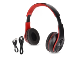 Auriculares Inalámbricos Bluetooth Con Cancelación de Ruido, Plegables, Supraaurales, para Teléfono Móvil, Pc, Viajes, Juegos, Color Negro Con Rojo.