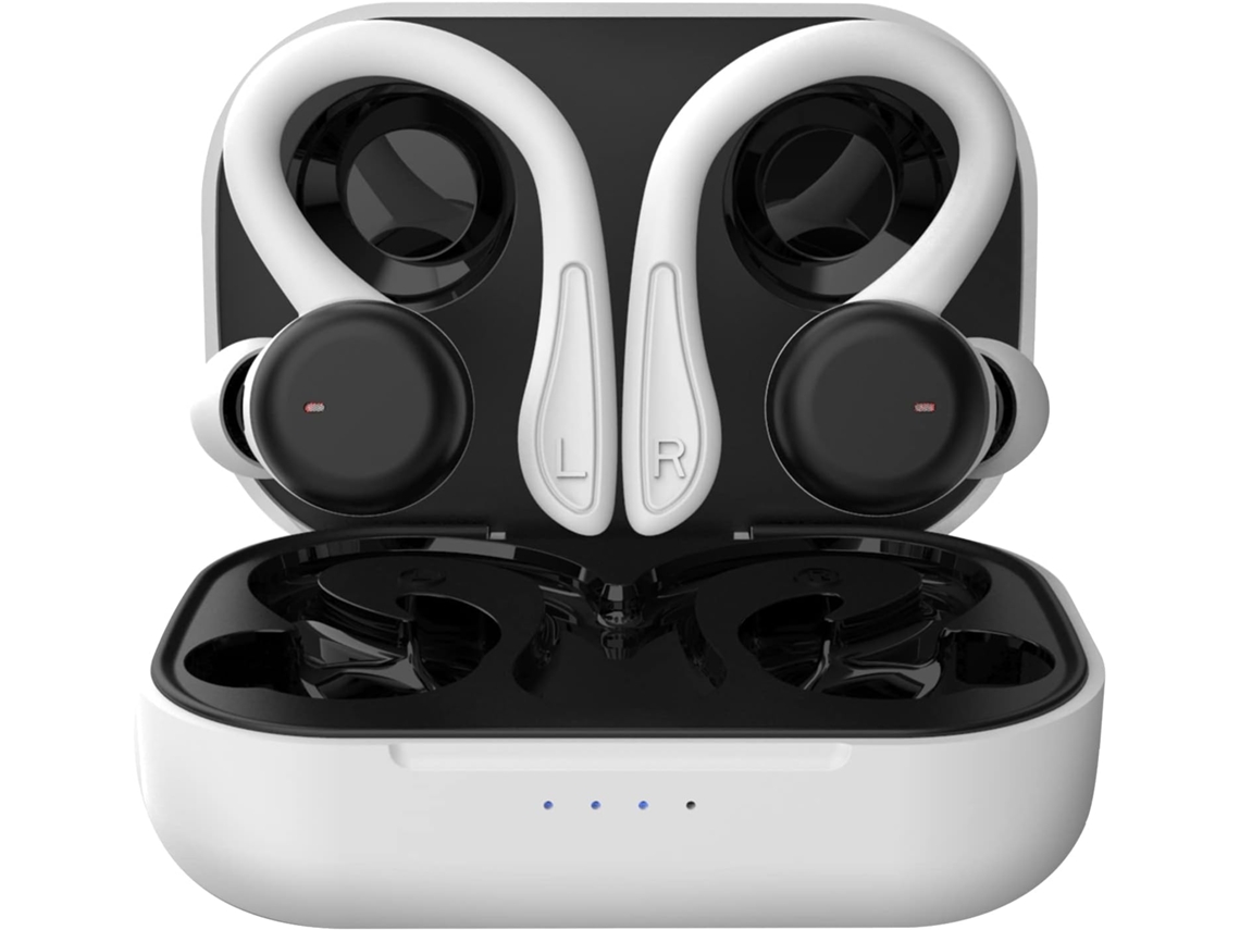 Fones De Ouvido Sem Fio Brancos Com Ganchos Para Corrida, Fones De Ouvido Para Treino Bluetooth, Cancelamento De Ruído, Pequenos Fones De Ouvido Ajus