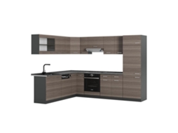 Cozinha em ângulo R-Line, 227x287cm, PT Antracite, Cinza nobre/Antracite VICCO