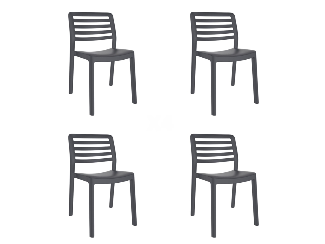 Set 4 Cadeiras Interior, Exterior Cinza Escuro Wind Garbar