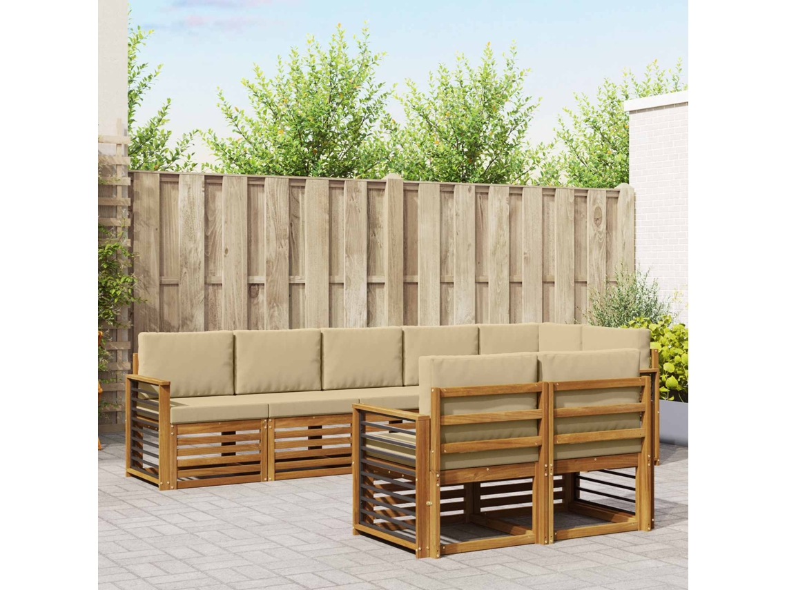 Vidaxl Conjunto De Sofás Para Exterior 8 Unid. Natural E Bege