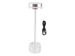 2026 lâmpada de Mesa Sem Fio Recarregável Led com 3 Cores e Dimmer, Controle Táctil para Lar, Quarto e Escritório, Prata