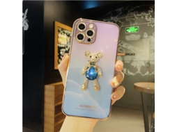 Capa LAXISCREED para Iphone 12 11 Estilo Urso Gradiente Pedras