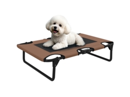 Cama Elevada Cães Dobrável Tela Oxford Exterior 75x51x18cm Café