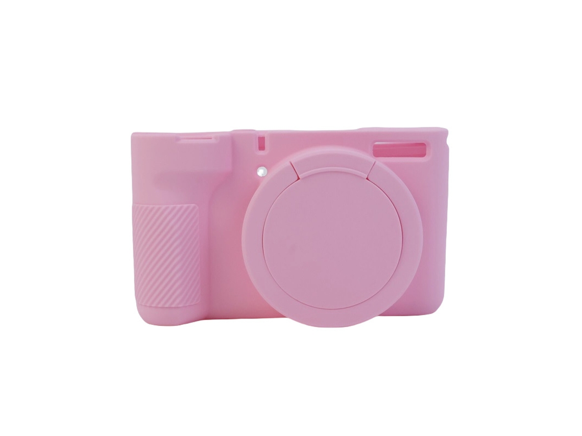 Capa Protetora Silicone HEXINYIGJLY para Canon Powershot V1antirriscos, Acesso Tripé, Tampa de Lente Rosa