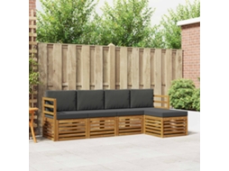 Vidaxl Conjunto De Sofás Para Exterior 5 Pcs Natural E Antracite