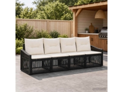Vidaxl Conjunto De Sofá De Jardim 4 Unid. Preto Vime Pe