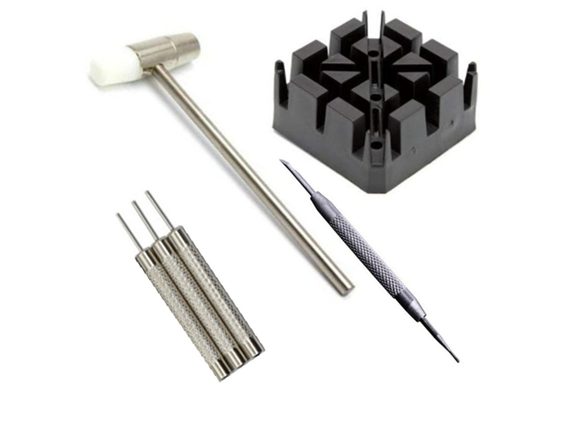 Kit De Ferramentas Para Remover Cinta De Relógio Portátil Com Martelo E Alicate Para Remover Pinos De Mola Preto