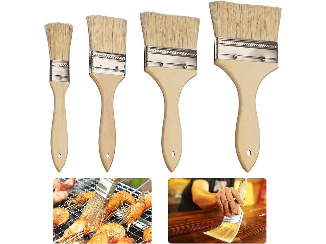 Pincéis de pintura planos 2026 4 peças, tamanhos 1-4 polegadas, para paredes e madeira S/MARCA