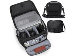 Lurelia Bolsa Mensageiro Para Câmara Dslr/slr, Espuma Pe 10 Mm, Forro Veludo, Tripé, Preta