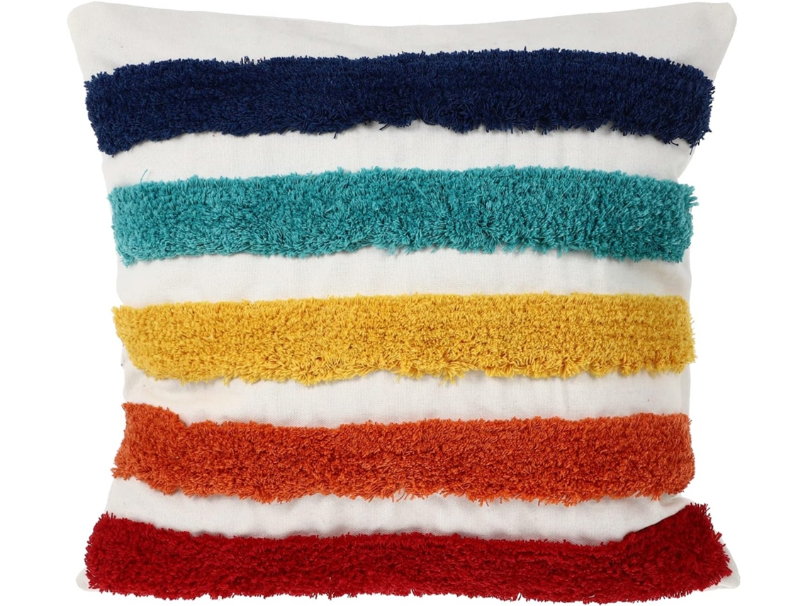 Capa de Almofada Bordada em Lona Resistente, Quadrada, 45x45cm, para Sofá Sala Estar, com Estampa CHABERLU
