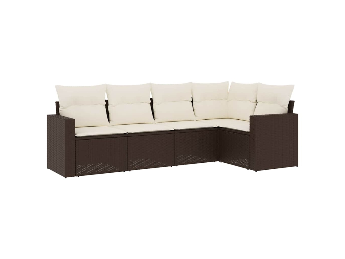Conjunto de 5 Sofás para Jardim com Almofadões Vime Pe Castanho MAISON EXCLUSIVE (5 pcs)